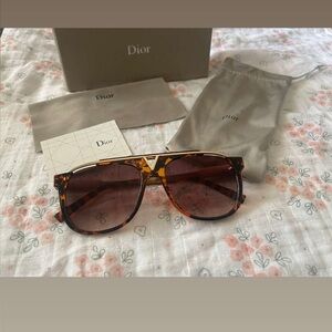 Dior Brown Aviator Sunglasses with Tortoiseshell Design
